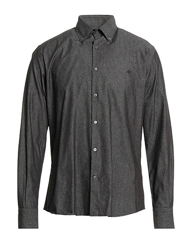 BROOKSFIELD Solid color shirt Charcoal 100% Cotton