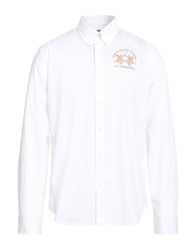 LA MARTINA Solid color shirt White 97% Cotton, 3% Elastane