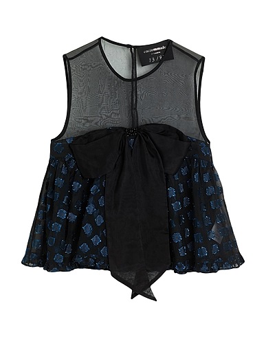 CUSTOMMADE BY NUMBERS Silk top Black 100% Silk, Polyester, Polyamide, Metallic fiber