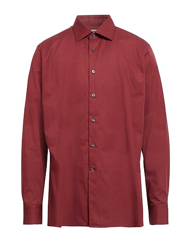 BAGUTTA Solid colour shirt Brick red 100% Cotton
