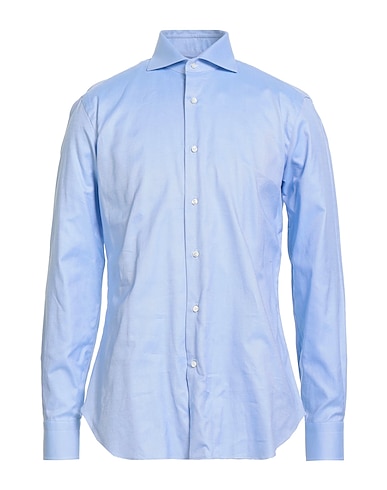 BARBA Napoli Solid color shirt Sky blue 100% Cotton