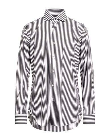 BARBA Napoli Striped shirt Dark brown 100% Cotton