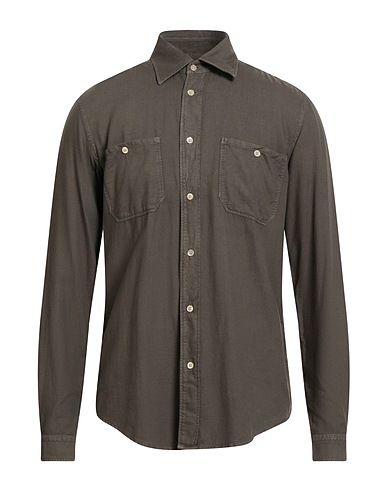 BOGLIOLI Solid color shirt Dark brown 60% Viscose, 40% Cotton