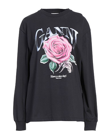 GANNI T-shirt Black 50% Organic cotton, 50% Recycled cotton