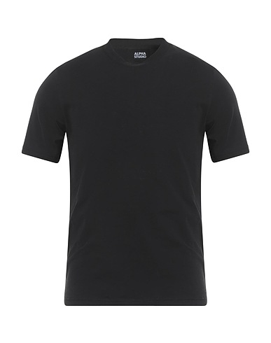 ALPHA STUDIO Basic T-Shirt Black 96% Cotton, 4% Elastane