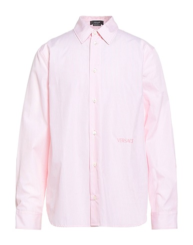 VERSACE Striped shirt Pink 100% Cotton, Silk, Viscose