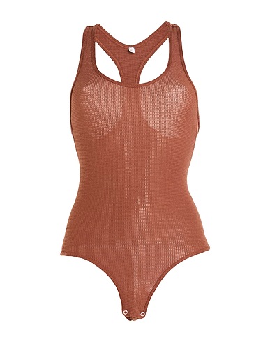 BASERANGE Lingerie bodysuit Brown 99% Organic cotton, 1% Elastane