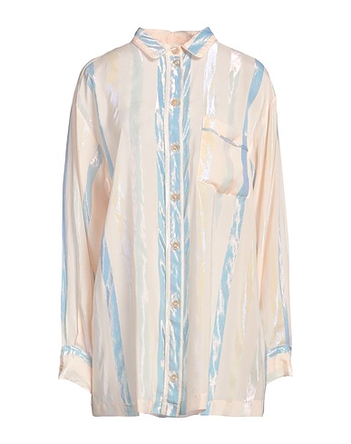 FORTE_FORTE Striped shirt Light pink 50% Viscose, 32% Silk, 18% Polyester