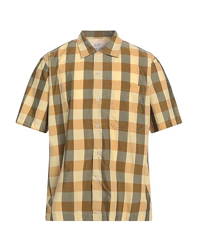 UNIVERSAL WORKS Checked shirt Pastel yellow 60% Cotton, 40% Polyester