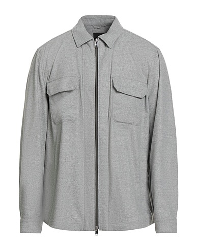 BOSS Solid color shirt Light grey 39% Wool, 33% Polyester, 14% Viscose, 13% Polyamide, 1% Elastane