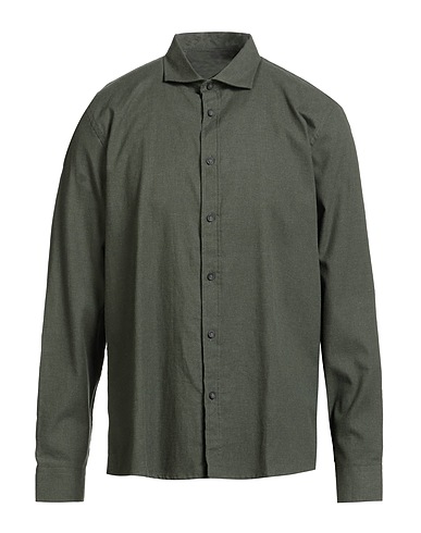 HAMAKI-HO Camicia tinta unita Verde militare 98% Cotone, 2% Elastan