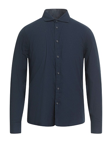HAMAKI-HO Solid color shirt Midnight blue 98% Cotton, 2% Elastane