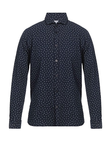 GAZZARRINI Patterned shirt Midnight blue 100% Cotton