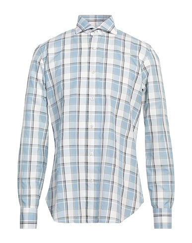 BARBA Napoli Kariertes Hemd CULTO Himmelblau 80% Baumwolle, 20% Leinen