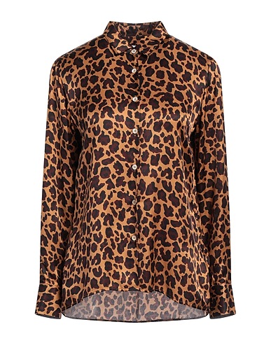 ROBERT FRIEDMAN Patterned shirts & blouses Camel 75% Viscose, 25% Silk