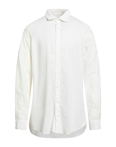 HAVANA & CO. Solid color shirt Ivory 97% Cotton, 3% Elastane