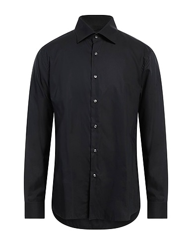 INGRAM Solid colour shirt Black 60% Cotton, 40% Viscose