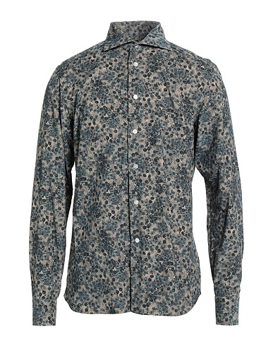 BORRIELLO NAPOLI Patterned shirt Deep teal 100% Cotton