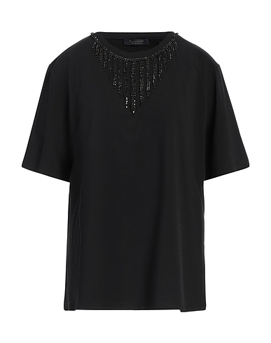 ELENA MIRÒ T-shirt Black 95% Cotton, 5% Elastane