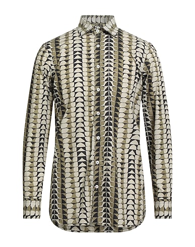 GABRIELE PASINI Patterned shirt Khaki 100% Cotton