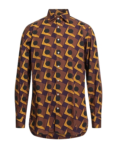 GABRIELE PASINI Patterned shirt Brown 100% Cotton