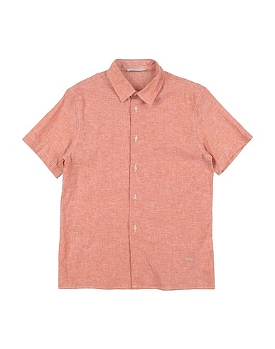PAOLO PECORA Solid color shirt Rust 55% Linen, 45% Cotton