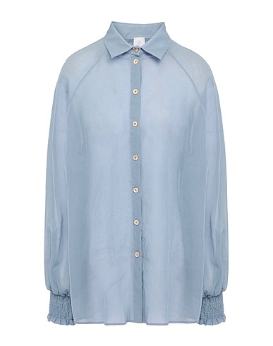 ELEVENTY Solid color shirts & blouses Slate blue 100% Cotton