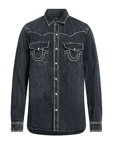 TRUE RELIGION Denim shirt Blue 65% Cotton, 31% Polyester, 4% Other Fibres