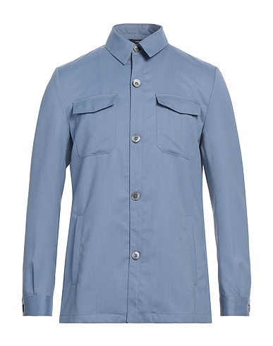 TOMBOLINI Solid colour shirt Pastel blue 55% Virgin Wool, 45% Polyester