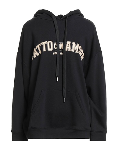 GIULIA N COUTURE Hooded sweatshirt Black 65% Cotton, 35% Polyester