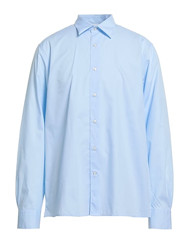 OFFICINE GÉNÉRALE Solid colour shirt Sky blue 100% Cotton