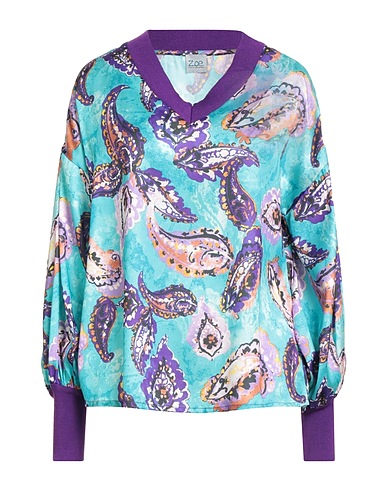 Z.O.E. ZONE OF EMBROIDERED Top Turquoise 70% Viscose, 30% Polyamide, Polyester