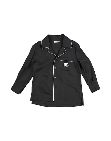 DOLCE&GABBANA Solid colour shirt Black 100% Silk, Polyester
