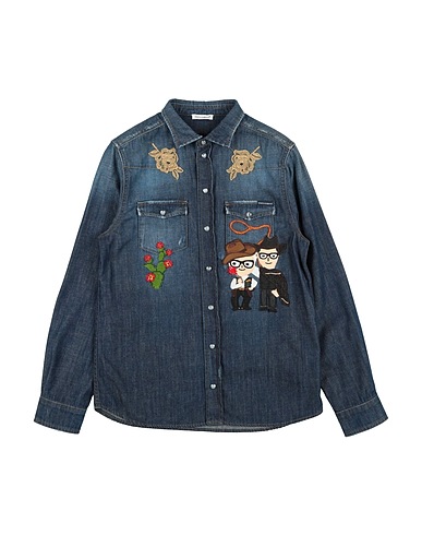 DOLCE&GABBANA Denim shirt Blue 98% Cotton, 2% Elastane