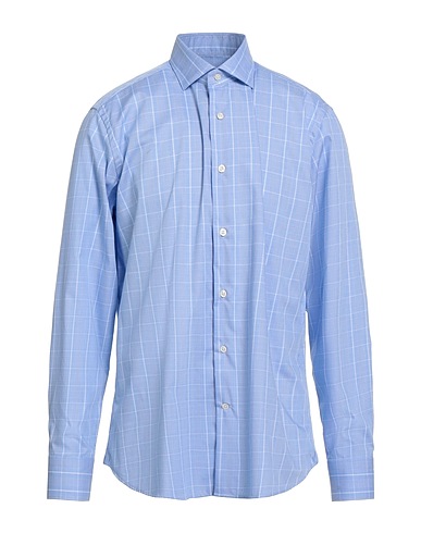CALIBAN Patterned shirt Blue 100% Cotton