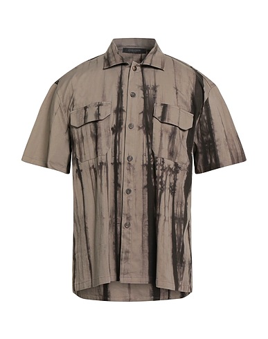 MESSAGERIE Patterned shirt Light brown 98% Cotton, 2% Elastane