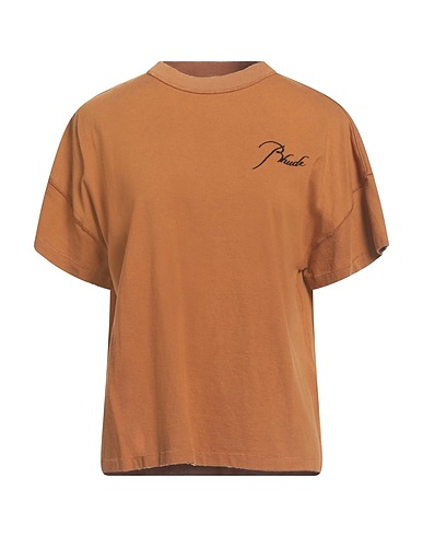 RHUDE T-shirt Camel 100% Cotton, Polyester, Elastane