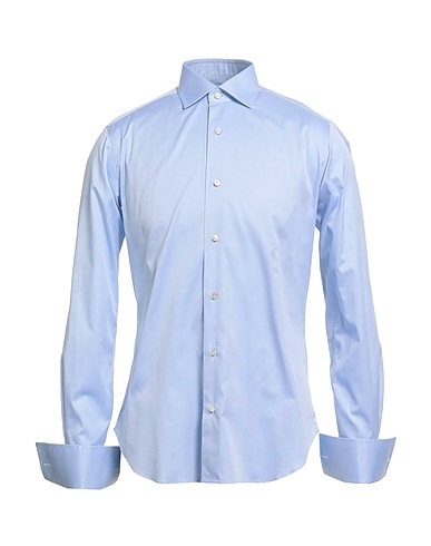BARBA Napoli Solid colour shirt Sky blue 100% Cotton