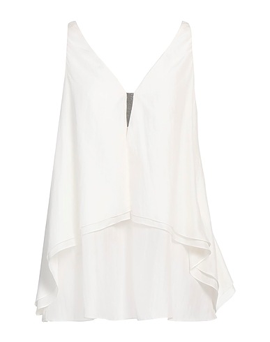 BRUNELLO CUCINELLI Silk top White 100% Silk, Brass