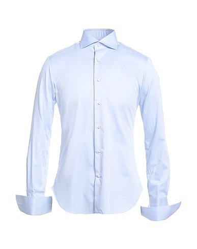 BARBA Napoli Solid colour shirt Sky blue 100% Cotton