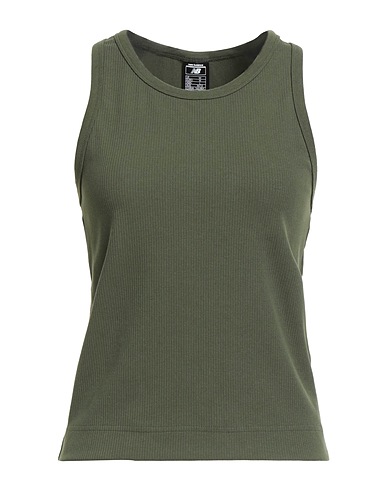 NEW BALANCE Tank top Military green 90% Cotton, 10% Elastane