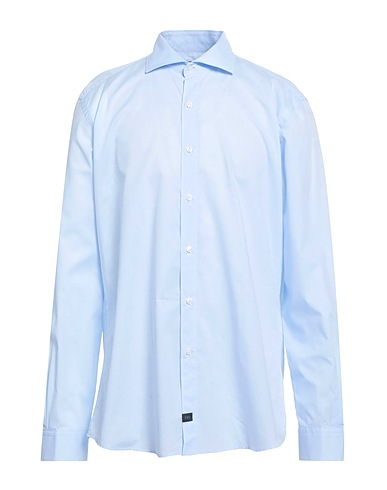 FAY Solid colour shirt Sky blue 100% Cotton