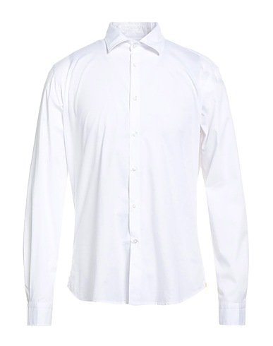 MANUEL RITZ Solid colour shirt White 97% Cotton, 3% Elastane