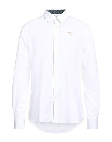 BARBOUR Solid colour shirt White 97% Cotton, 3% Elastane