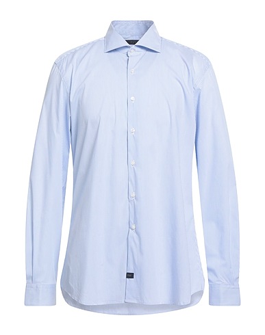 FAY Striped shirt Sky blue 75% Cotton, 20% Polyamide, 5% Elastane