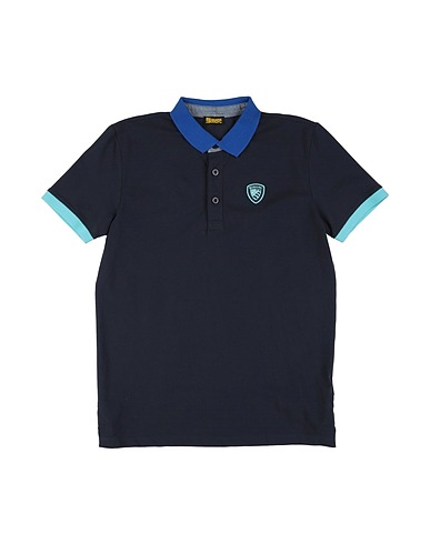 BLAUER. Polo shirt Navy blue 95% Cotton, 5% Elastane