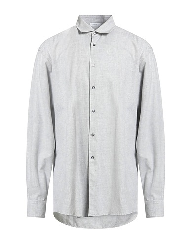 PAOLO PECORA Camicia tinta unita Grigio chiaro 100% Cotone