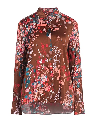 ROBERT FRIEDMAN Floral shirts & blouses Chocolate brown 94% Viscose, 6% Elastane