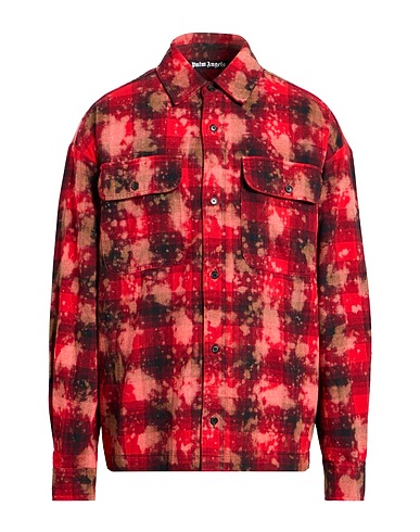 PALM ANGELS Checked shirt Red 60% Cotton, 40% Polyester