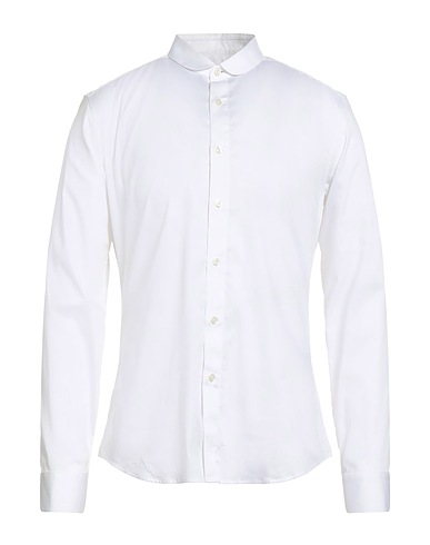 XACUS Solid colour shirt White 78% Cotton, 16% Polyamide, 6% Elastane